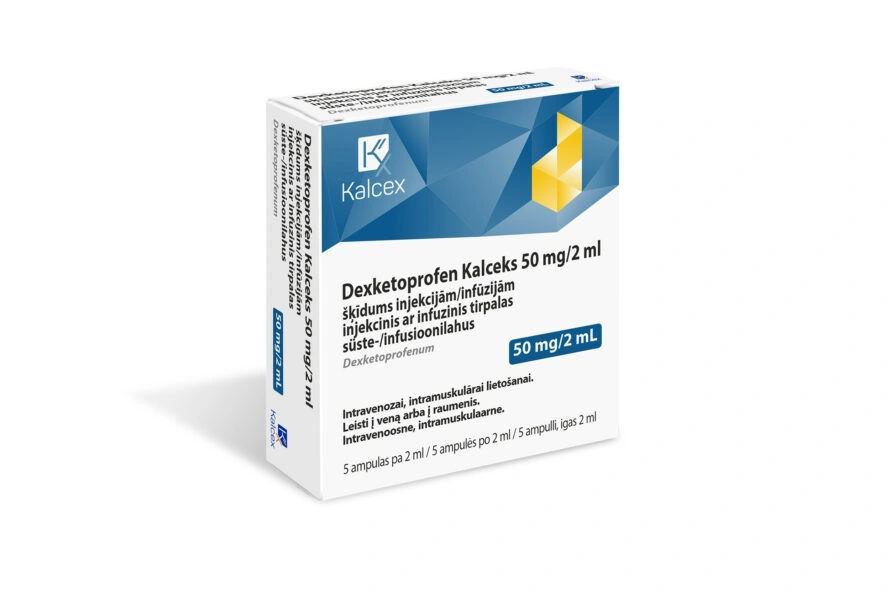 Dexketoprofen Kalceks 50 mg/2 ml šķīdums injekcijām/infūzijām, 5 ampulas pa 2 ml