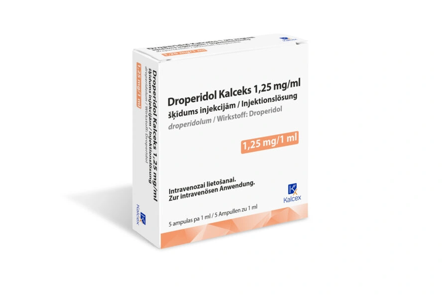 Droperidol Kalceks 1,25 mg/ml šķīdums injekcijām, 5 ampulas pa 1 ml