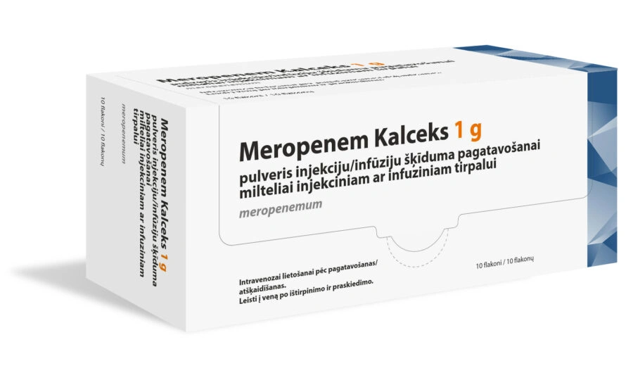 Meropenem Kalceks 1 g pulveris injekciju/infūziju šķīduma pagatavošanai, 10 flakoni