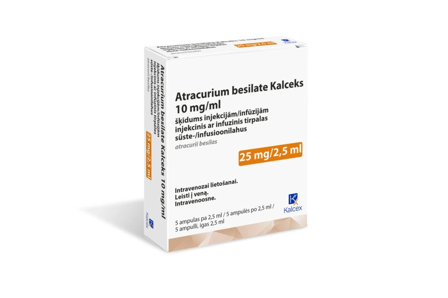 Atracurium besilate Kalceks 10 mg/ml solution for injection/infusion, 5 ampoules of 2.5 ml