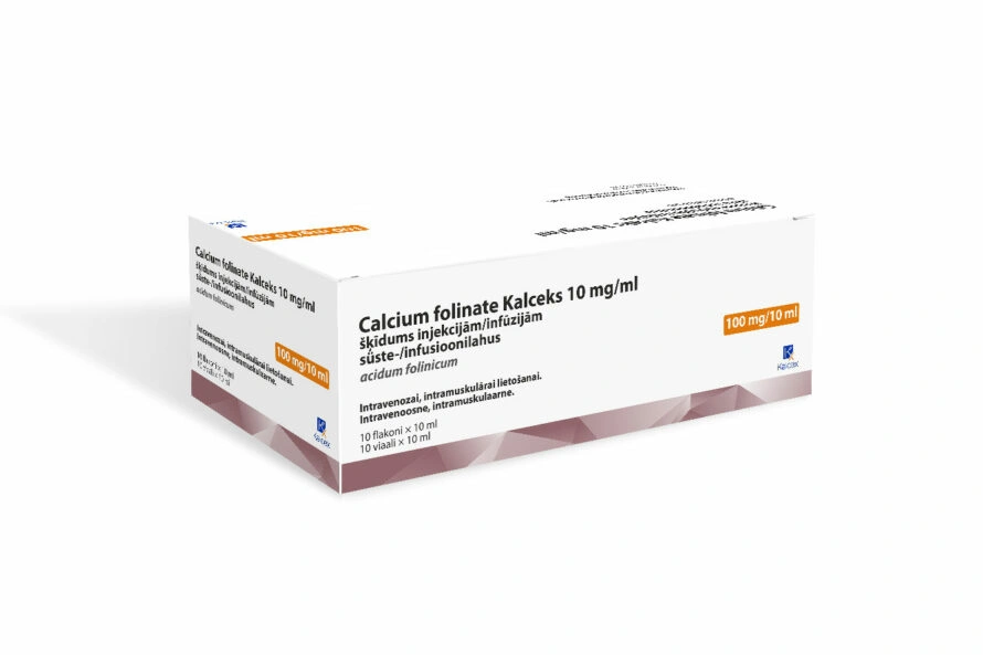 Calcium folinate Kalceks 10 mg/ml solution for injection/infusion, 10 vials of 10 ml